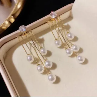 Korean Fashion Charm Elegant Pearl Tassel Earrings